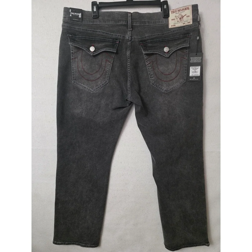 True Religion Men's Ricky SN Flap Straight Jeans in a grey phantom wash 40x34